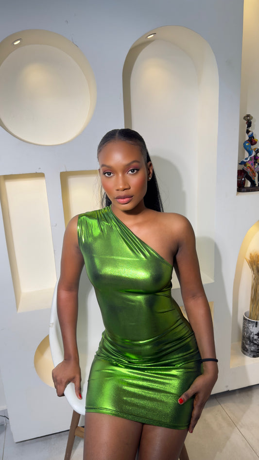 Emerald One-Shoulder Bodycon Dress